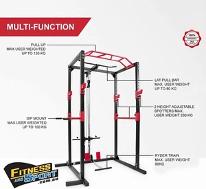 HCE Power Rack Cage w/ Lat Pull Down Squats Dip Bar Bench Home Gym AU - Picture 1 of 7