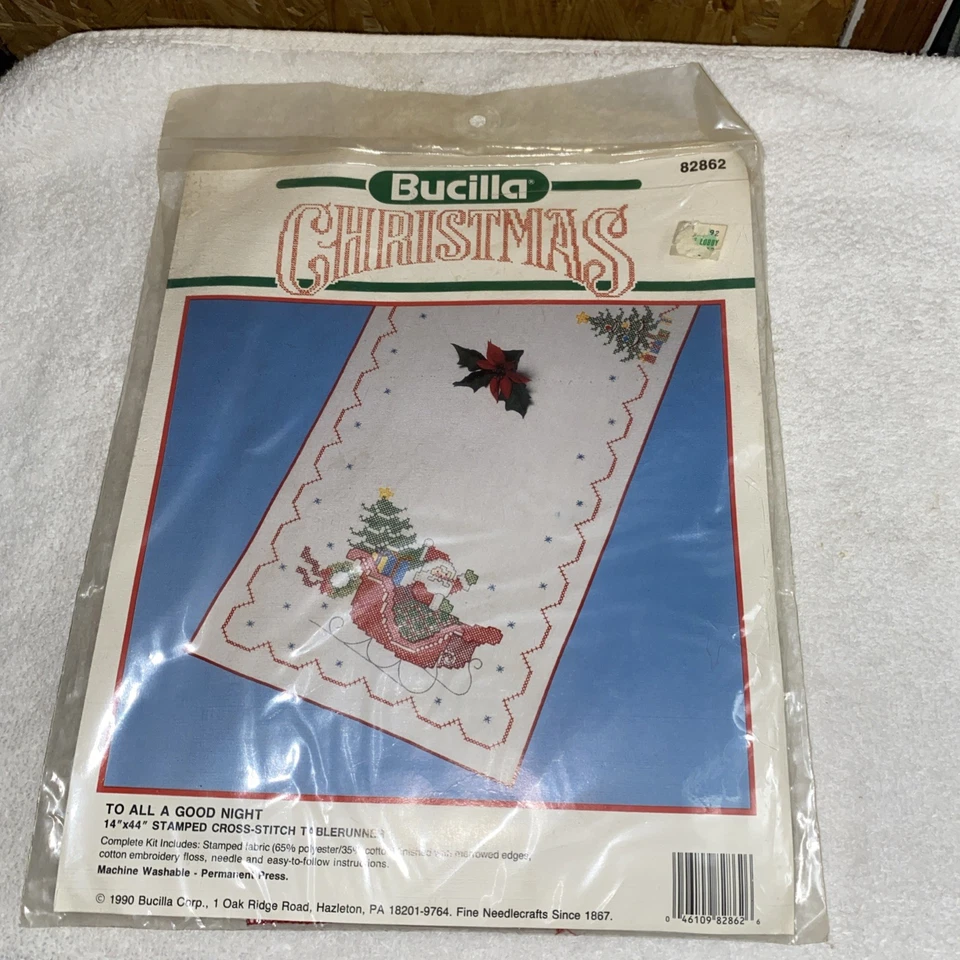 Bucilla Christma To All A Good Night Table Runner Cross Stitch Kit FREE SHIP - Image 1 of 4