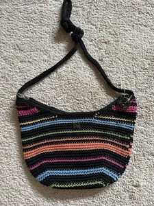 The SAK Mini Catalina Crochet Crossbody Purse Tasche Black Multi Color Stripes - Bild 1 von 6