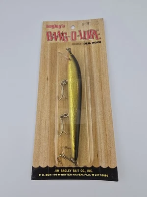 Raro señuelo Bagley Bang-O-Lure #5 en negro sobre lámina dorada, como nuevo.  Foto 1 de 3