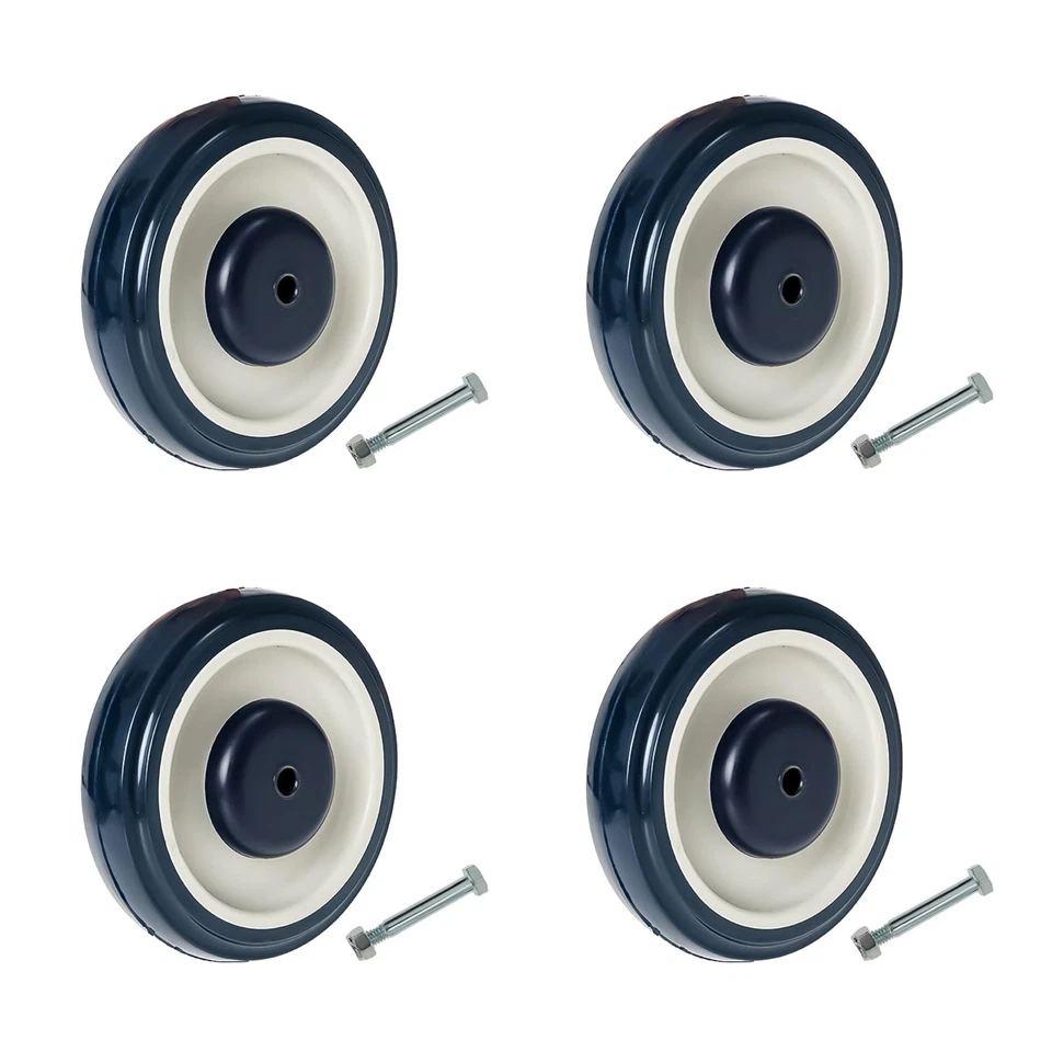 DUPDMKIN 5 inch Caster Wheels 4 Pack TPU Silent Shopping Cart Wheels Blue