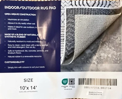 Rug Pad 10x14 Non Skid Slip Underlay Nonslip 100% Polymer Coated Polyester New! - Imagem 1 de 3