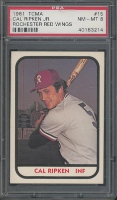 TCMA Rochester Red Wings #15 1981 Cal Ripken Jr casi nuevo MT PSA 8 Foto 1 de 2