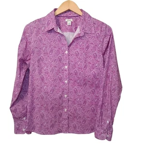 LL Bean Women's Small Paisley Print Button Down Long Sleeve Shirt - Picture 1 of 7