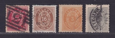 Iceland 10\15 Used 1876-1882 Crown & Numeral Issues 4 Different SCV $143 - Image 1 of 2