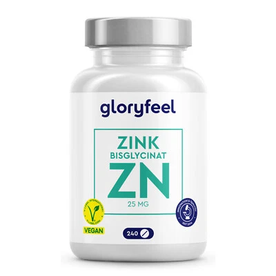 GLORYFEEL GMBH Zink 25mg - Elementares Zink-Bisglycinat - Hoch bioverfügbar & gut verträglich