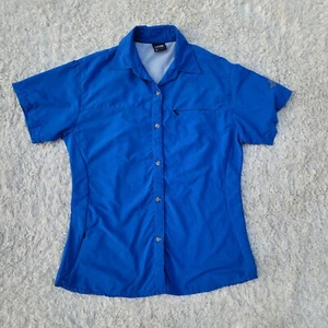 The North Face Summit Series Youth Girls XL Blue Short Sleeve Button Up Shirt - Picture 1 of 5
