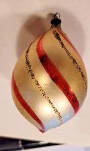 VTG 1950'S 4" PINK AND SILVER TEARDROP MERCURY GLASS CHRISTMAS ORNAMENT - Picture 1 of 5