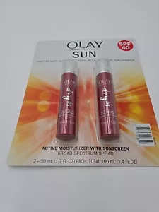 New Sealed Package! 2pk Olay Sun Active Moisturizer Sunscreen 40SPF - Exp 1/25 - Picture 1 of 4