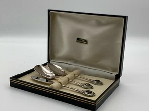 Vintage Set of Cutlery Trio Silver Plated with Genuine Australian Opal Boxed DF - Picture 1 of 12