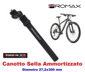 Tubo/Canotto sella PROMAX D-27,2 Nero Ammortizzato per Bici 26-28 Corsa Strada - Foto 1 di 1