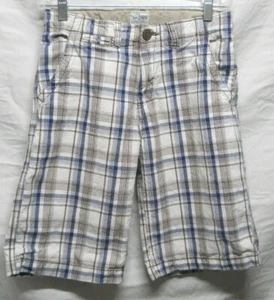 The Childrens Place Boys Size 14 Casual White Brown Blue Plaid Shorts - Picture 1 of 6