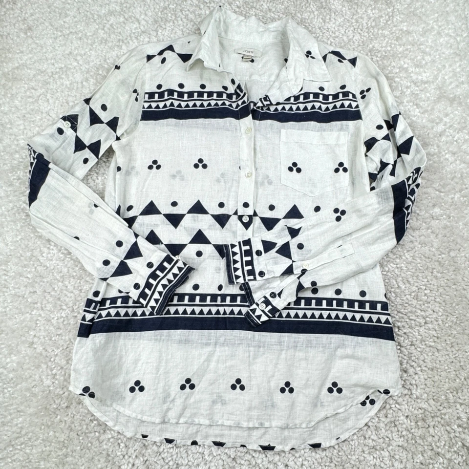 J. Crew Camp Popover in Roller Girl azul marinho estampa branca feminina 6 - Imagem 1 de 4