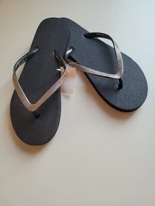 NWT Aeropostale Flip Flops Sandals Size 8 Glitter Multicolor pool beach surf - Picture 1 of 4