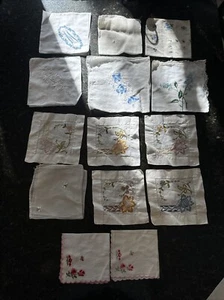 Lot Of Vintage Embroidered Handkerchiefs - Picture 1 of 4