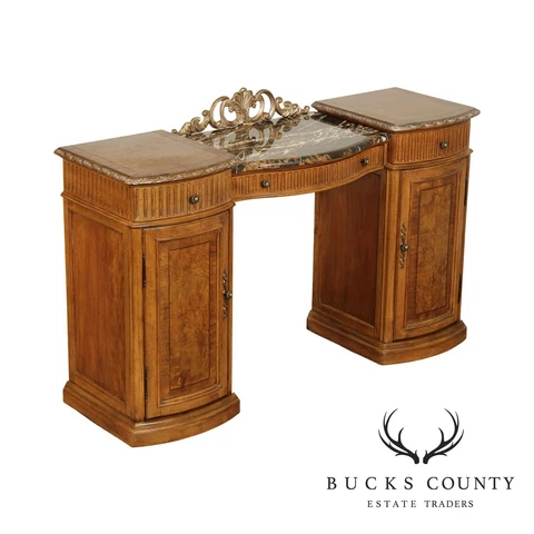 Schnadig Burl Wood French Style Marble Top Sideboard Cover