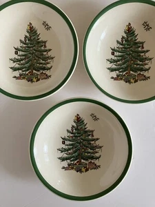 3 Spode Christmas Tree 6-1/4" Coupe Müslischalen England S3324 Exc grüner Rand - Bild 1 von 6