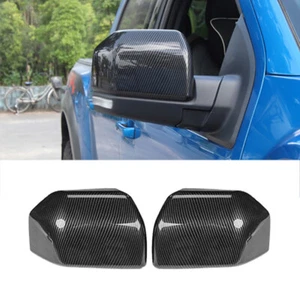 Carbon fiber Rearview Mirror Side Cap Cover Trim Fits Ford F150 F-150 2015-2020 - Picture 1 of 11
