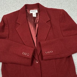Vintage 80s Pendleton Red Herringbone Blazer Womens 12 Wool Jacket Made In USA - Picture 1 of 9
