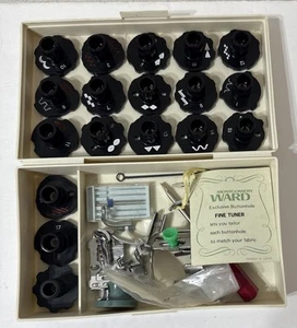 Vintage Montgomery Ward Signature Sewing Machine Box of Attachments Feet Tools - Picture 1 of 9