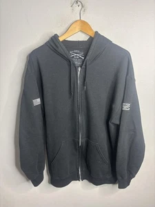 Grunt Style Full Zip Hoodie Mens Large Black American Flag Sleeve Patch GS 1776 - Picture 1 of 6