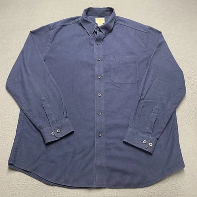 LL Bean Shirt Mens Large Blue Houndstooth Flannel Button Down Cotton Long Sleeve - Image 1 of 4