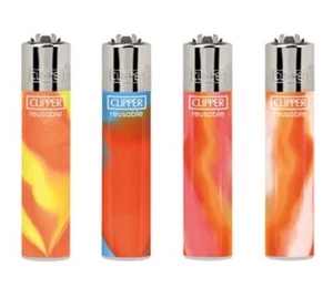 4 x Clipper Lighters Orange Nebula Gas Lighter RARE Refillable SET UK 🆓🚚 - Picture 1 of 1
