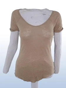 Zara Womens Beige Short Sleeve Shirt Top Eu 34 Xs Extra Small It38 Uk6 - Picture 1 of 8