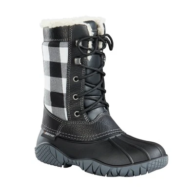 Botas de inverno femininas Baffin Jasper, xadrez branco/preto, W8 - Imagem 1 de 4