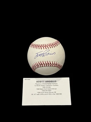 Scott Brosius Firmado OMLB Béisbol 1998 WS MVP Yankees Autógrafo Certificado de Autenticidad TRISTAR Foto 1 de 3