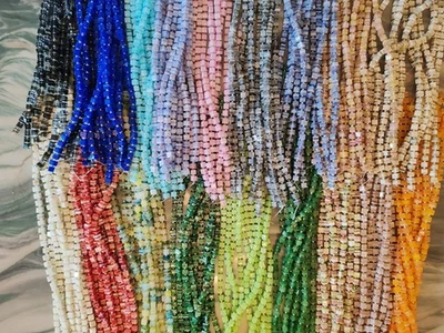 Square Cube Glass Beads Glazed 55+ 16" 18 Colours Craft Jeweller Making UK - Image 1 of 2