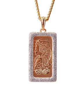 Men's 14k Gold Plated Fashion Lady Pendant 24" Cuban Chain Necklace MMP 134 GS - Picture 1 of 5