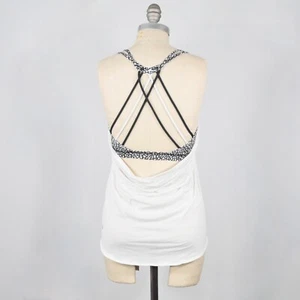 Lululemon Tank 6 weiß transparent drapiert Strick Racerback Cross-Back sportlich Top - Bild 1 von 7