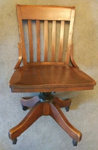 ANTIQUE Johnson Chair Co Swivel Desk Bankers Lawyers Cast Iron Oak Wood Gunlocke Cover