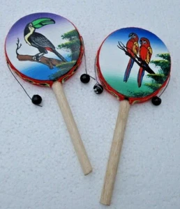 TAMBOR MONO PINTADO A MANO DE PERÚ 19 cm x 8 cm - Imagen 1 de 7