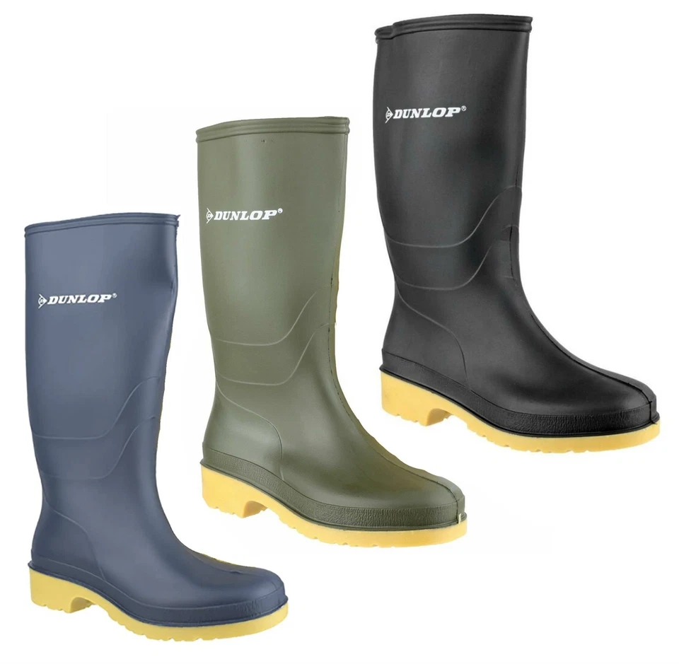 Dunlop Dull Boys Girls Junior Waterproof Wellingtons Boots Blue Black Green - Image 1 of 1