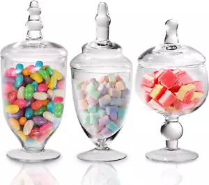 Candy Jars Clear Glass Apothecary Bowls - Set of 3 - Wedding Candy Buffet Con... - Picture 1 of 12