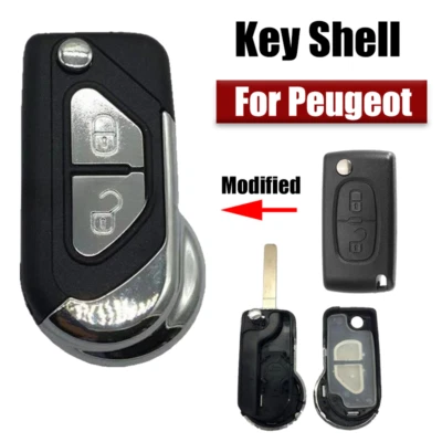 1 Pieza 2 Botones Modificado Coche Filp Llavero Carcasa Cubierta Para Peugeot 207 307 308 408 Foto 1 de 4