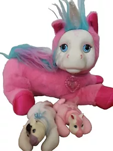 Unicorn Surprise Pink Starburst Mom Plush Pony and 2 Babies Stuffed Animal - Picture 1 of 12