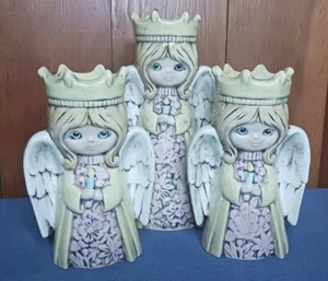 MCM Angel Figures Tealight Candle Holders 70s Flower Hippy Boho Hobbyist READ - Picture 1 of 20