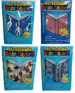 Lot of 4 Stretchable School Book Covers Stretch Fabric 3 Jumbo & 1 Standard New - Picture 1 of 5