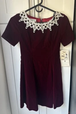 Vintage Jessica McClintock 8 Girls Dress Medieval Maroon Velvet - Christmas - Image 1 of 4