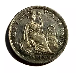 elf Peru 1/2 Dinero 1903 / 803 JF Libertad Seated Silver - Picture 1 of 2