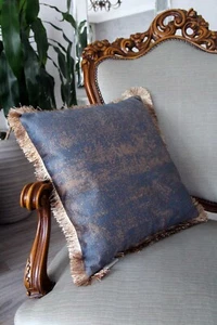 Samtkissen 45x45cm Velvet Velour Kissen Samt Gold Frill - Bild 1 von 7