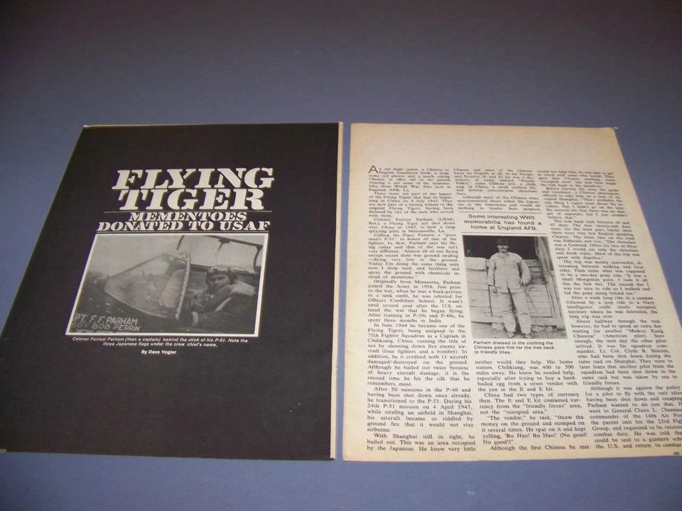 VINTAGE..AVG FLYING TIGER "FORREST PARHAM"..HISTORY/PHOTOS..RARE! (739M) - Image 1 of 4