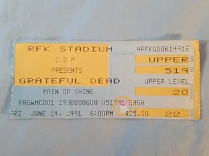 June 6-14-91 1991 GRATEFUL DEAD Ticket Stub RFK Stadium Washington DC - Picture 1 of 2
