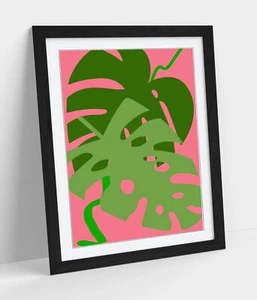 MONSTERA LEAF BOTANICAL TRENDY MINIMALIST -FRAMED WALL ART PICTURE PRINT ARTWORK - Picture 1 of 10