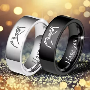 Stainless Steel Love Rings Hand In Hand Decompression Rotatable Ring Wedding - Zdjęcie 1 z 21