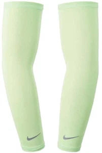 Nike Dri-Fit Lightweight Running Arm Sleeves Green Run Reflective Sports Jogging - Picture 1 of 1