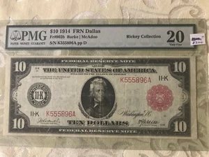 1914 $10 FEDERAL RESERVE NOTE,PMG CERTIFIED VERY FINE 20, RICKEY COLECTION,RARE - Picture 1 of 2